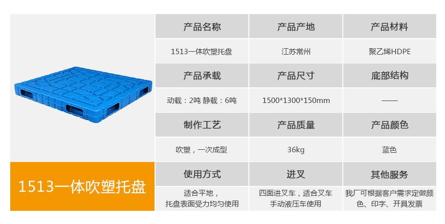 轩盛塑业1513一体成型吹塑托盘