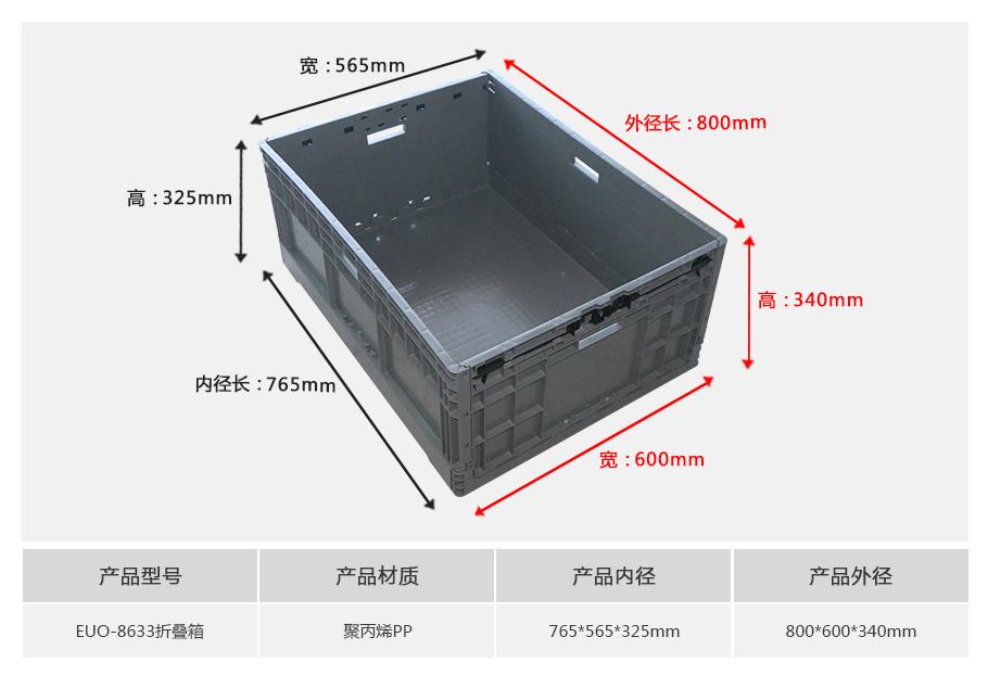 轩盛塑业EUO8633塑料折叠物流箱