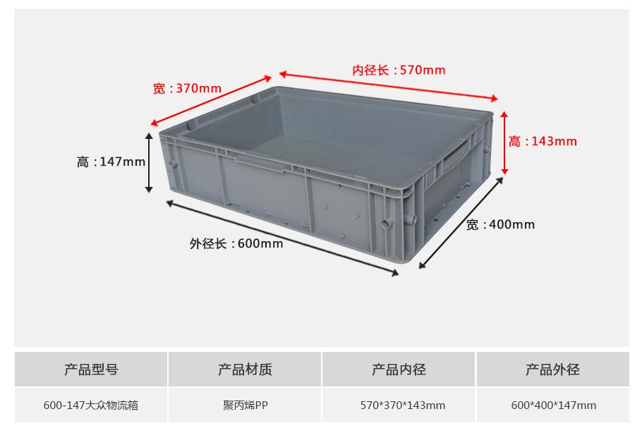 轩盛塑业600-147大众塑料物流箱