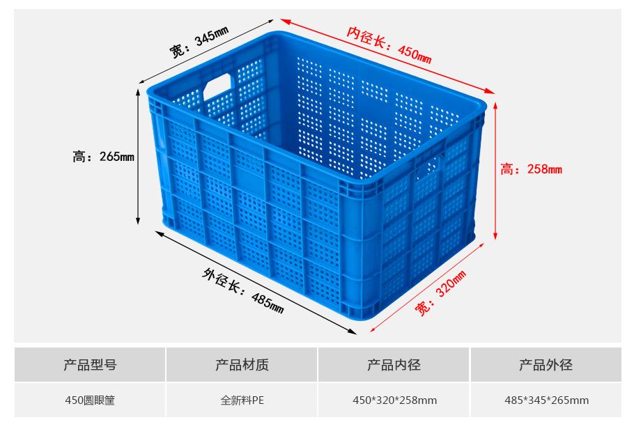 轩盛塑业450圆眼塑料周转筐