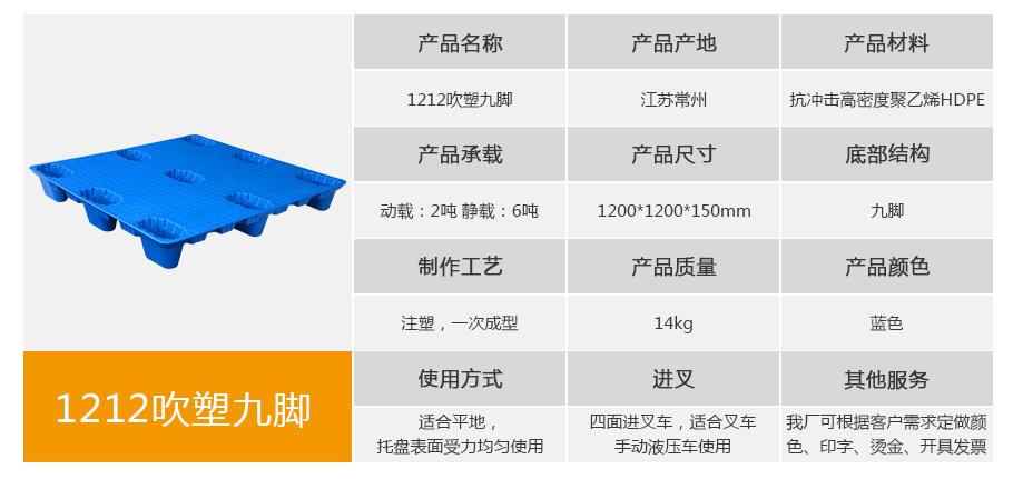 轩盛塑业1212九脚吹塑托盘