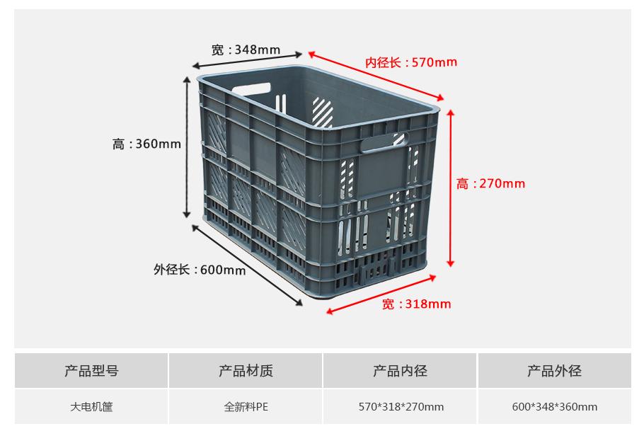 轩盛塑业电机塑料周转筐大筐