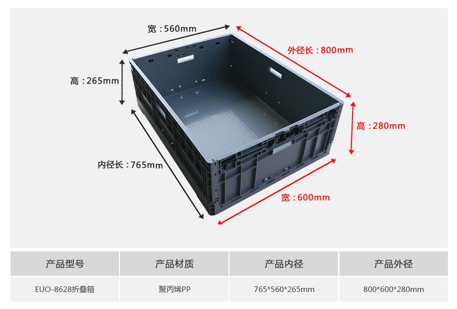 轩盛塑业EUO8628塑料折叠物流箱