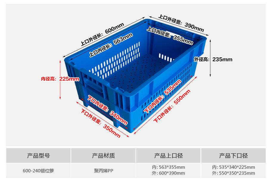 轩盛塑业600-240塑料错位箩